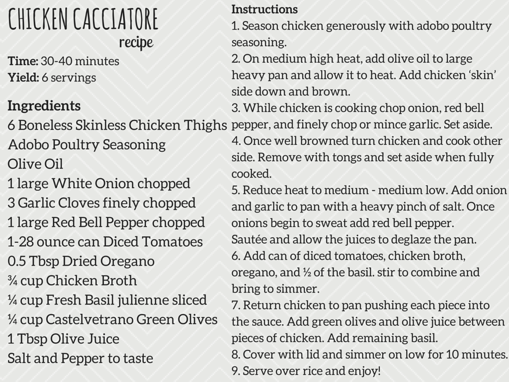 Chicken Cacciatore Recipe | rojabonita.com